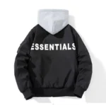 Black Essentials Bomber Hoodie Jacket