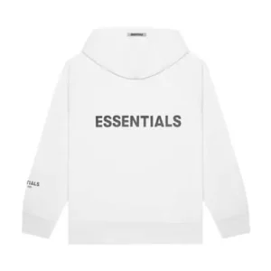 Full Zip Up Fear Of God Essentials White Hoodie