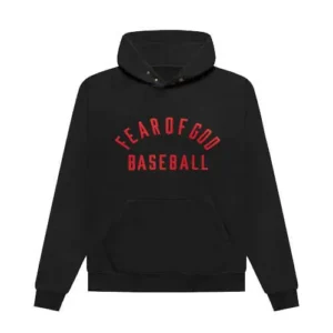 Vintage Red And Black Fear Of God Baseball Hoodie